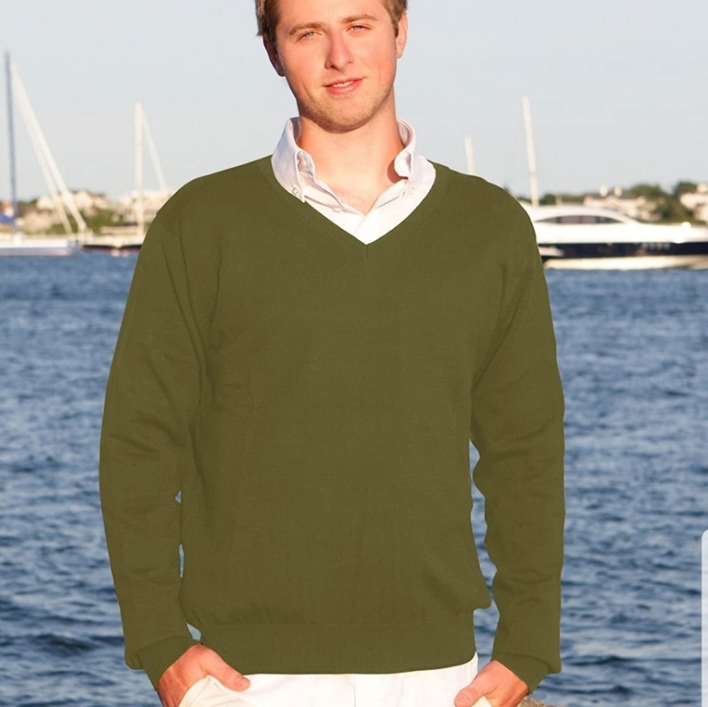 Mens Nantucket Brand V-Neck Pima Cotton Sweater